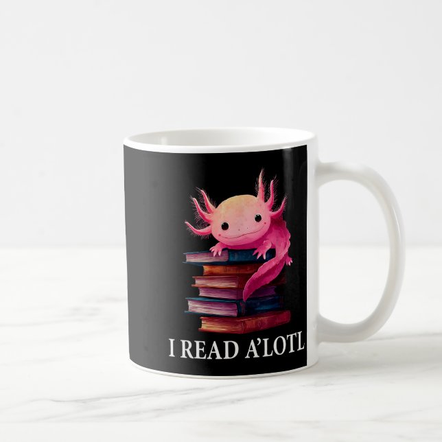 Funny Axolotl Book Lover Librarian Reading Library Coffee Mug (Right)