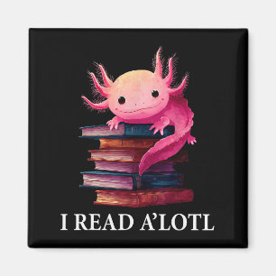 Funny Axolotl Book Lover Librarian Reading Library Magnet