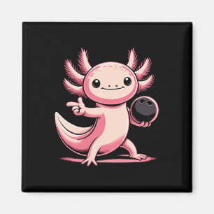 Funny Axolotl Bowling Player Bowler Bowl Sports  Magnet