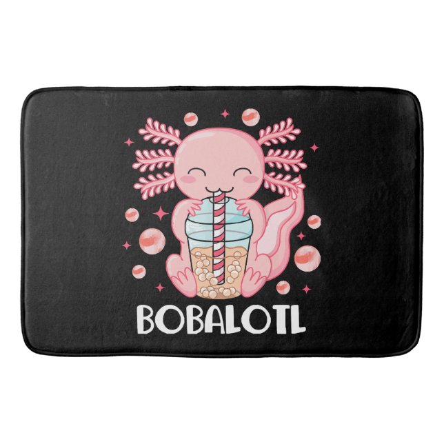 Funny Axolotl Bubble Tea Bath Mat (Front)