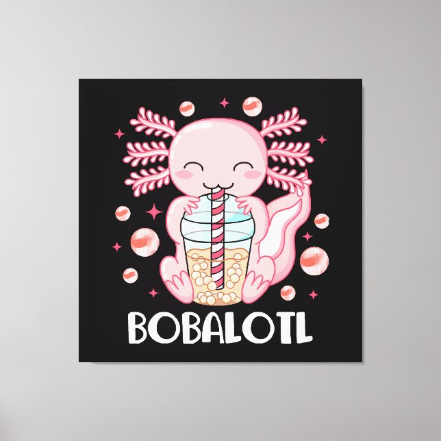 Funny Axolotl Bubble Tea Canvas Print (Front)