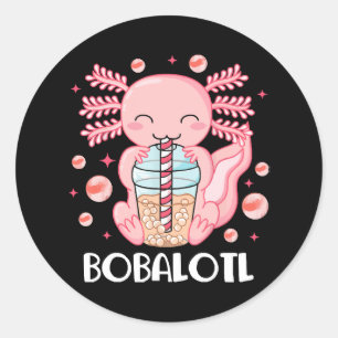 Funny Axolotl Bubble Tea Classic Round Sticker