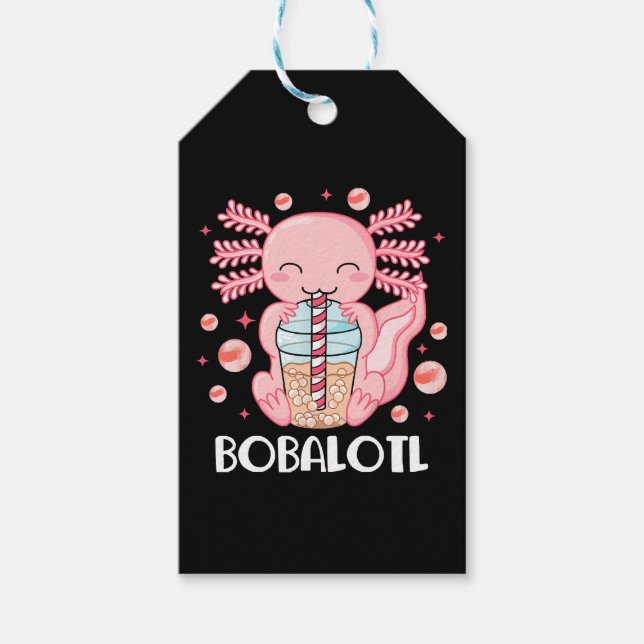 Funny Axolotl Bubble Tea Gift Tags (Front)