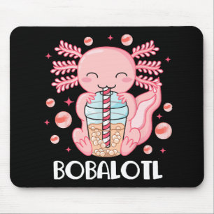 Funny Axolotl Bubble Tea Mouse Pad
