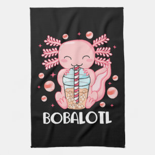 Funny Axolotl Bubble Tea Towel
