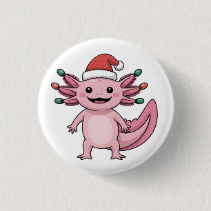 Funny Axolotl Christmas Santa Hat Xmas Outfit 3 Cm Round Badge