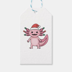 Funny Axolotl Christmas Santa Hat Xmas Outfit Gift Tags