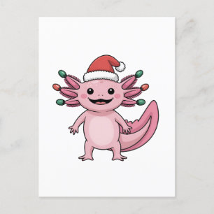 Funny Axolotl Christmas Santa Hat Xmas Outfit Holiday Postcard