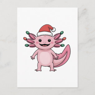 Funny Axolotl Christmas Santa Hat Xmas Outfit Holiday Postcard