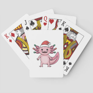 Funny Axolotl Christmas Santa Hat Xmas Outfit Playing Cards