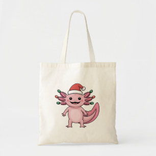 Funny Axolotl Christmas Santa Hat Xmas Outfit Tote Bag