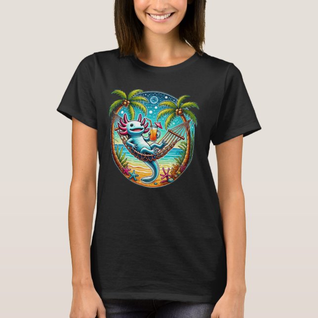 Funny Axolotl Hammock Beach T-Shirt (Front)