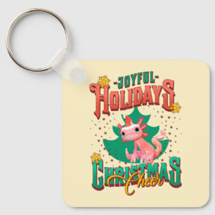 Funny Axolotl Joyful Holidays Christmas Cheers Key Ring