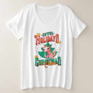 Funny Axolotl Joyful Holidays Christmas Cheers Plus Size T-Shirt