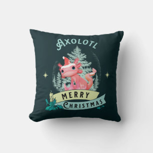 Funny Axolotl Merry Christmas Cushion