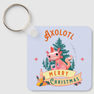Funny Axolotl Merry Christmas Key Ring