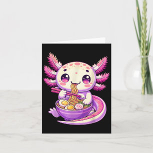 Funny Axolotl Noodle Anime Kawaii Axolotl Eating R Card