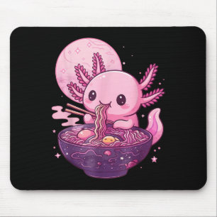 Funny Axolotl Noodle Anime Kawaii Axolotl Eating R Mouse Pad