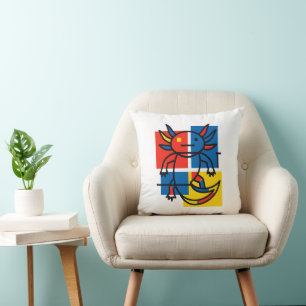 Funny Axolotl Piet Mondrian Abstract Art Pattern Cushion