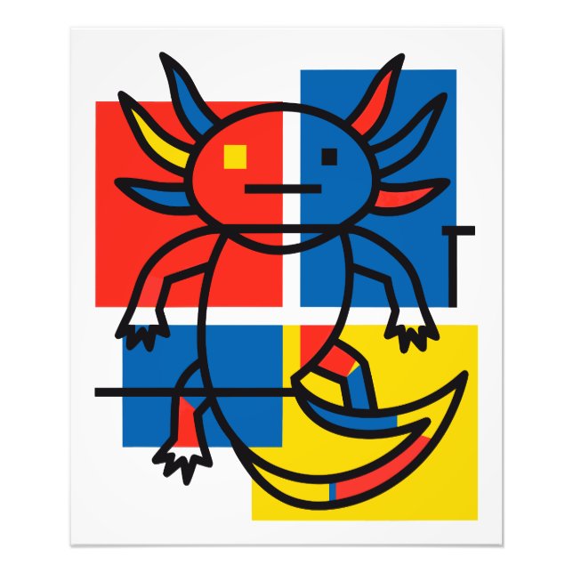 Funny Axolotl Piet Mondrian Abstract Art Pattern Photo Print (Front)