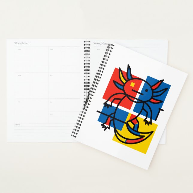Funny Axolotl Piet Mondrian Abstract Art Pattern Planner (Display)