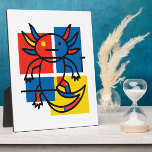 Funny Axolotl Piet Mondrian Abstract Art Pattern Plaque
