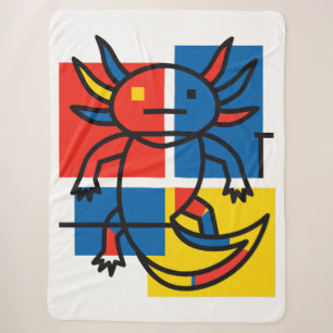Funny Axolotl Piet Mondrian Abstract Art Pattern Sherpa Blanket