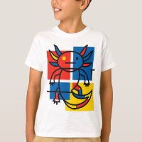 Funny Axolotl Piet Mondrian Abstract Art Pattern