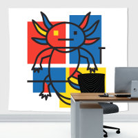 Funny Axolotl Piet Mondrian Abstract Art Pattern
