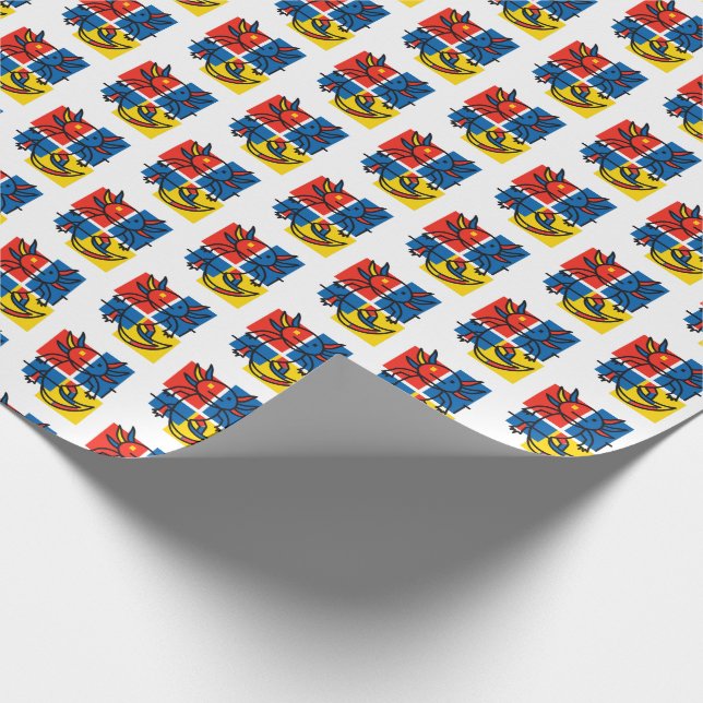 Funny Axolotl Piet Mondrian Abstract Art Pattern Wrapping Paper (Corner)