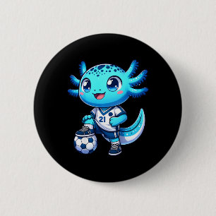 Funny Axolotl Soccer Player Boy Girl  6 Cm Round Badge