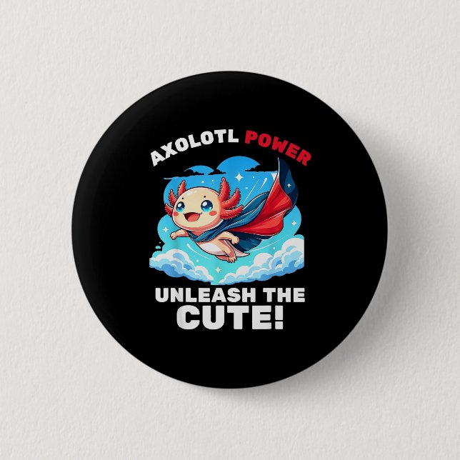 Funny Axolotl Superhero Kids Boys Girls  6 Cm Round Badge (Front)