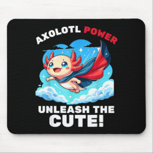 Funny Axolotl Superhero Kids Boys Girls  Mouse Pad