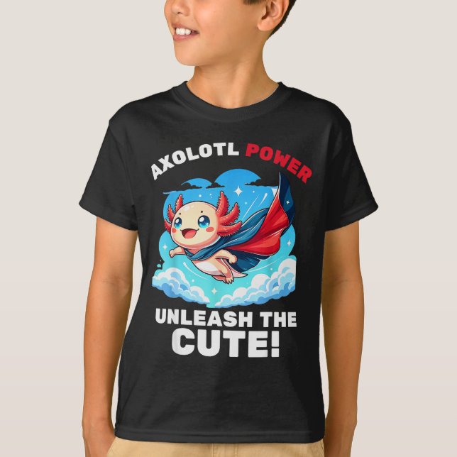 Funny Axolotl Superhero Kids Boys Girls  T-Shirt (Front)