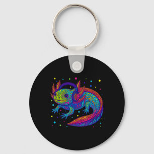 Funny Axolotl Video Gamer Polka Dot Art Student Do Key Ring