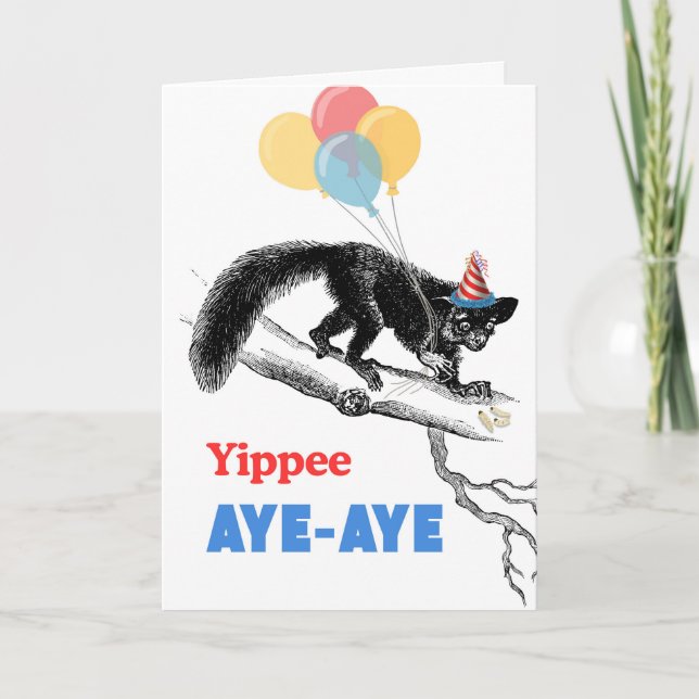  Funny Aye-aye Birthday Find Some Grubs Card (Front)