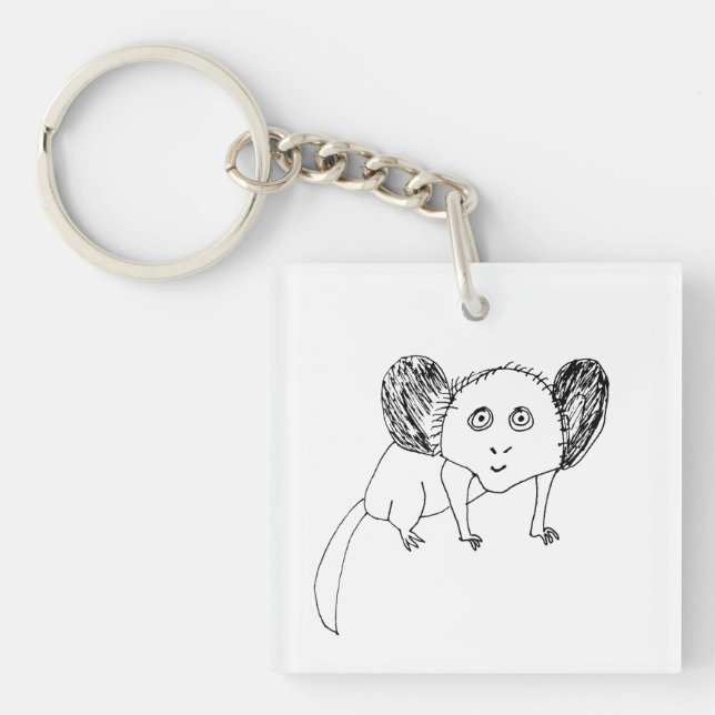 Funny Aye Aye Keyring - Weird Badly Drawn Animal  (Front)