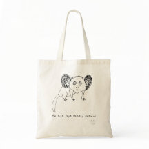 Funny Aye Aye Tote Bag - Weird Badly Drawn Animal 