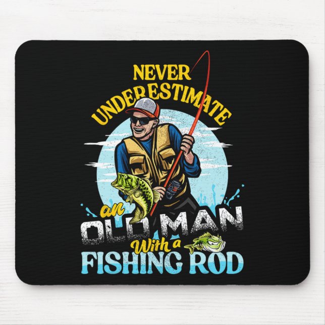 Funny B Fishing Birthday Tee - Father's Day Old Ma Mouse Pad (Front)