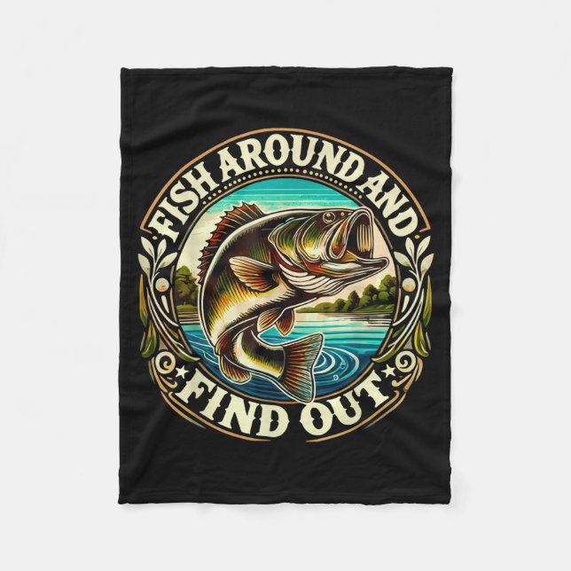 Funny B Fishing Men Dad Grandpa Fishing Lovers Ent Fleece Blanket (Front)