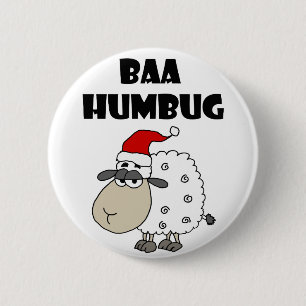 Funny Baa Humbug Christmas Cartoon 6 Cm Round Badge