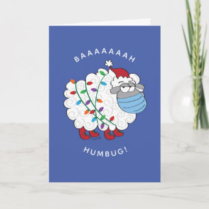 Funny BaahHumbug Sheep With Face Mask and Lights C Card