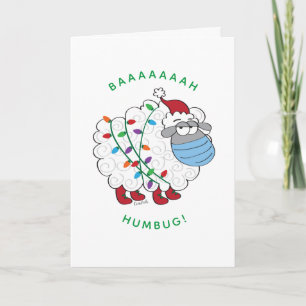 Funny BaahHumbug Sheep With Face Mask and Lights Card