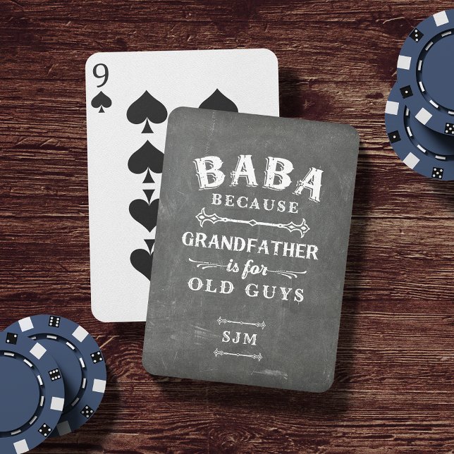 Funny Baba Grandfather Monogram Playing Cards (Creator Uploaded)