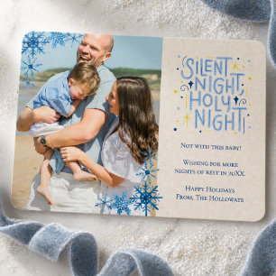 Funny Baby Blue Silent Night One Photo Holiday Card