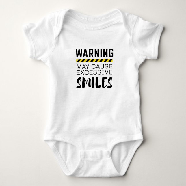 Funny Baby Bodysuit: Excessive Smiles Warning Bodysuit (Front)