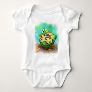 Funny Baby Bodysuit Turtle Ladybug Playing Chess