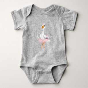 Funny Baby Bodysuit with Ballerina Duck
