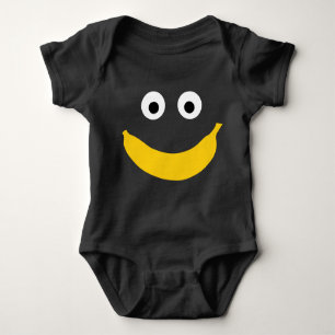 Funny baby bodysuit with yellow banana smile