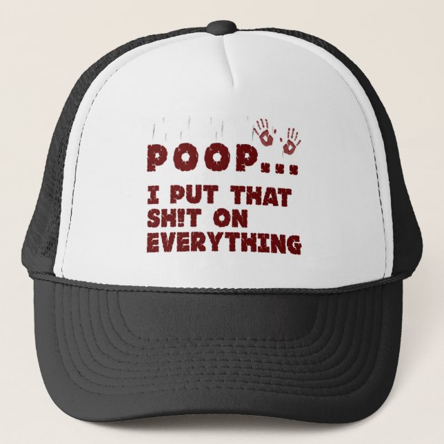 funny baby clothes sayings - baby poop joke shirt trucker hat (Front)